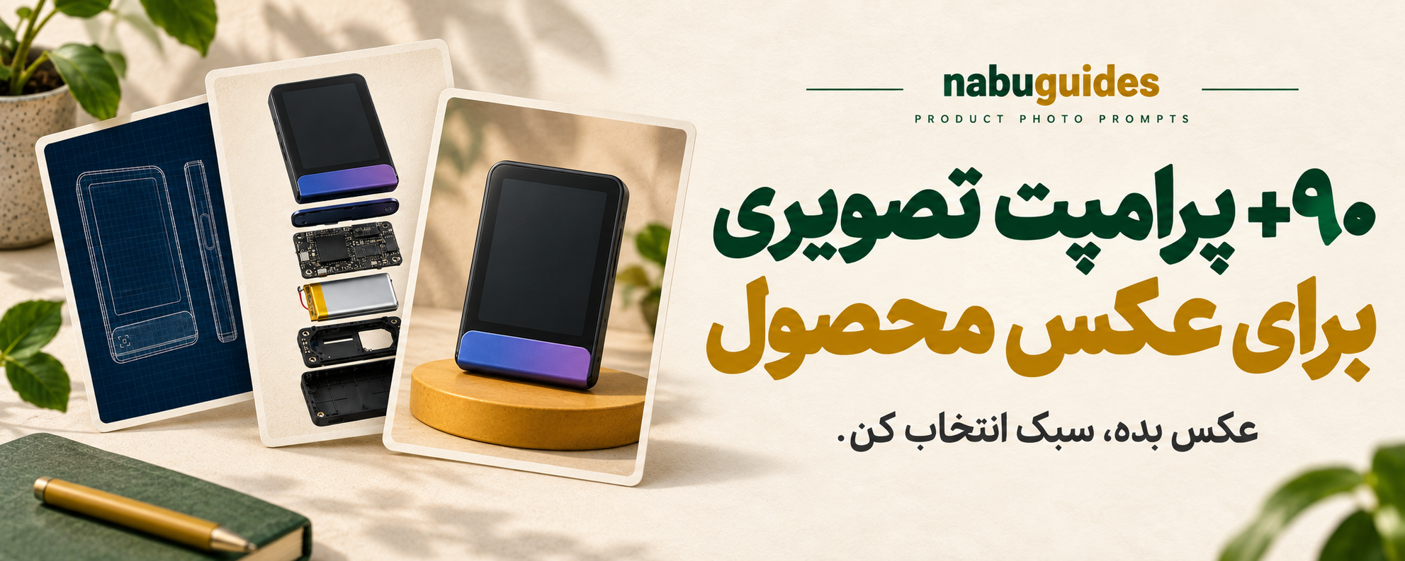 ۹۰+ پرامپت تصویری برای عکس محصول — nabuguides